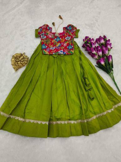 NEW LAUNCING KIDS LEHENGA CHOLI Cosmos silk Surat kids party wear wholesale